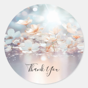 White Peach Floral Sticker