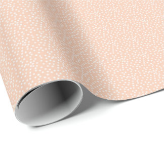 White | Peach Modern Polka Dot Wrapping Paper