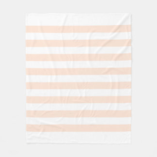 White & Peach Pastel Lines Pattern Fleece Blanket