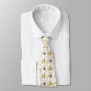 WHITE PEACOCK ANIMAL PRINT TIE