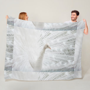 White Peacock beautiful feathers Fleece Blanket