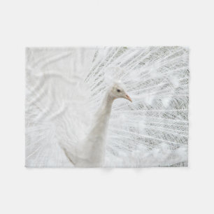 White Peacock beautiful feathers Fleece Blanket