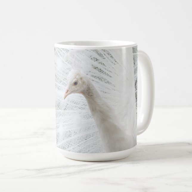 White Peacock beautiful feathers  Latte Mug (Front Right)