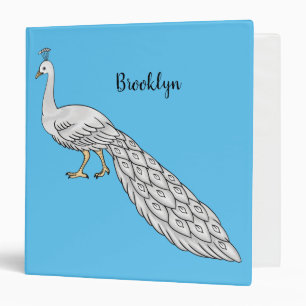 White peacock bird cartoon illustration  binder