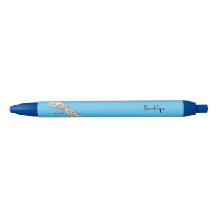 White peacock bird cartoon illustration black ink pen