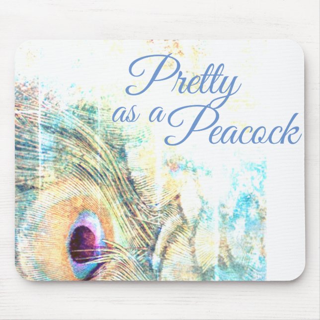 White peacock feather Pretty as a peacock pastel Mouse Pad (Front)
