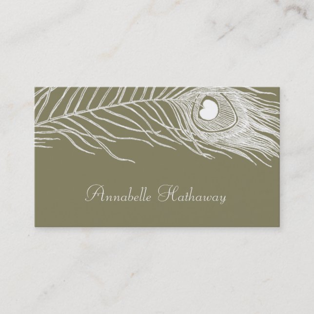White Peacock Feather Profile Cards (Front)