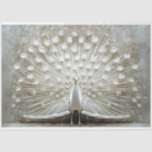 White Peacock Feathers Unfurled Decoupage  Tissue Paper