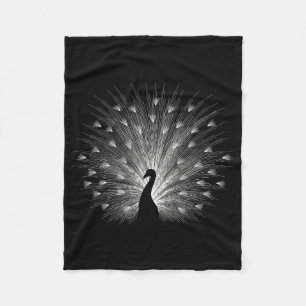 White peacock fleece blanket
