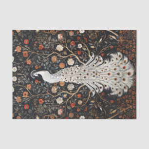 White Peacock Floral Bramble Patch Decoupage Tissue Paper