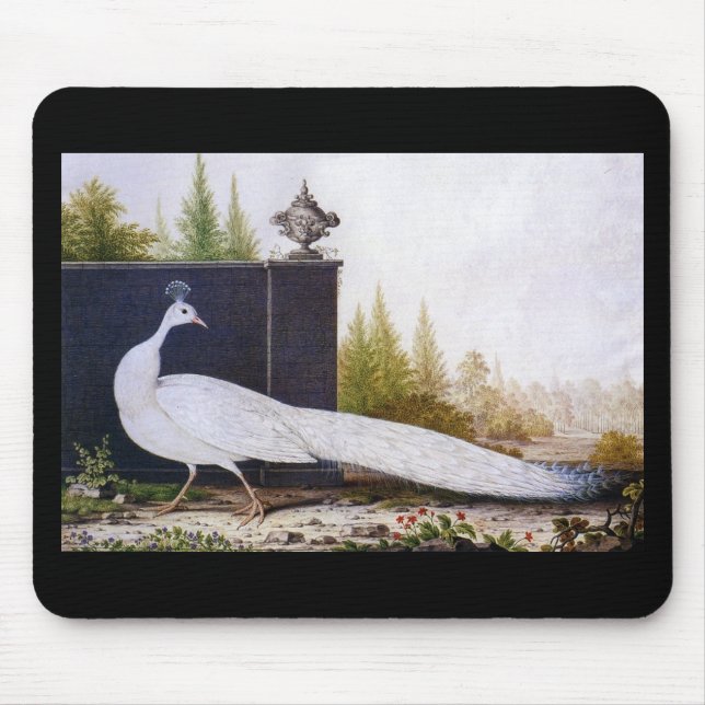 White Peacock Mouse Pad (Front)