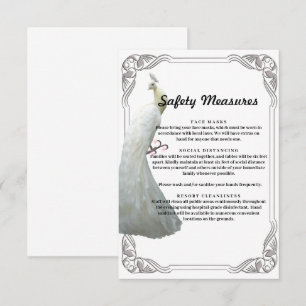 White Peacock Wedding Safety Measures Enclosure Card
