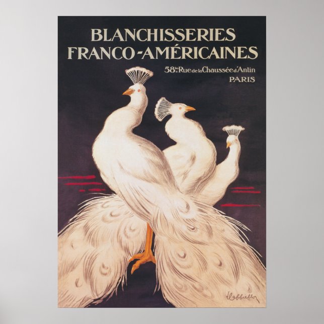 White Peacocks Vintage Poster (Front)