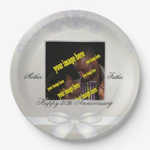 White Pearl 30th Anniversary Personalized Custom Paper Plate