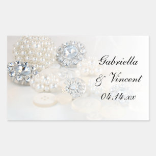 White Pearl and Diamond Buttons Wedding Sticker