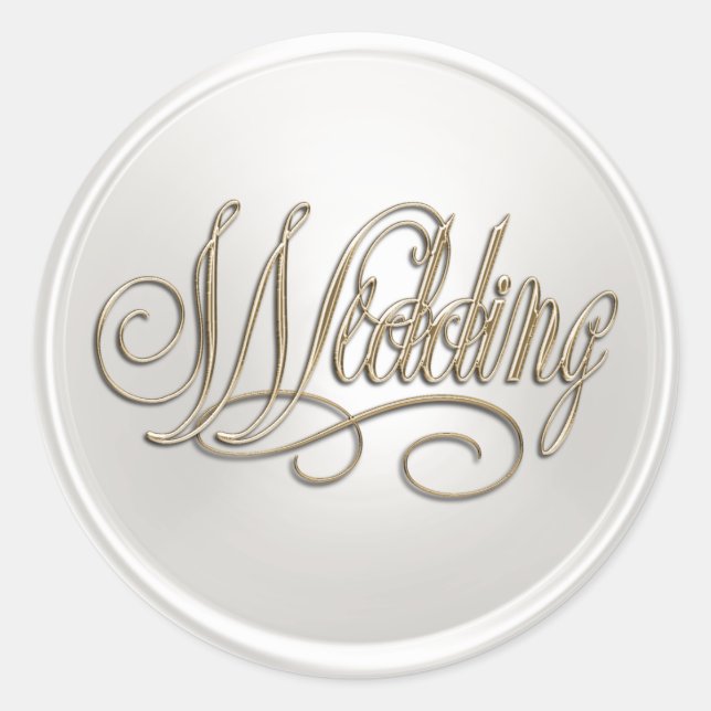 White Pearl and Gold Wedding Envelope Seal (Front)