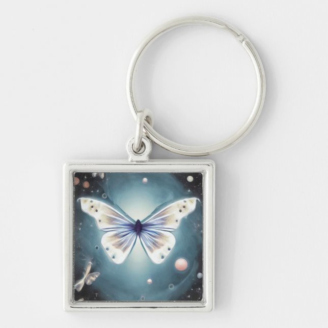 White Pearl Butterfly Keychain (Front)