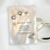 White Pearl Diamond Buttons Wedding Save the Date