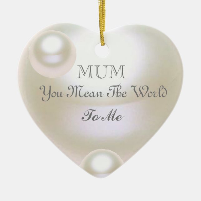 White Pearl Effect Editable Mother's Day  Ceramic Ornament (Front)