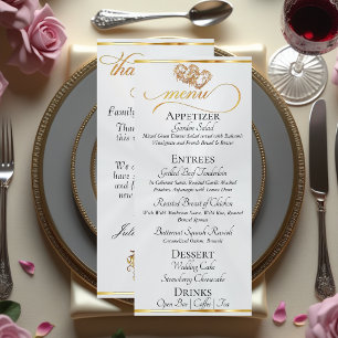 White Pearl/Gold - Hearts & Thank You Menu
