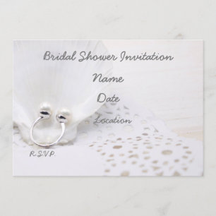 White pearl ring on white shell Bridal Shower Invitation