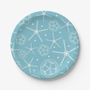 White Pearl Starfish Elegant Wedding Bridal Shower Paper Plate