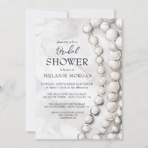 White Pearls Blue Bridal Shower  Invitation