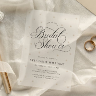 White Pearls Bridal Shower Vellum Invitations