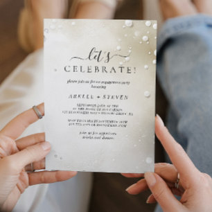White pearls Engagement party Invitation