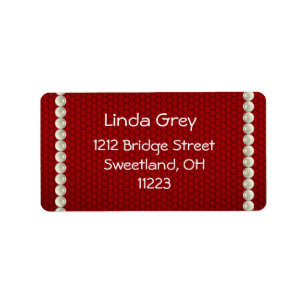 White Pearls Red Address Label