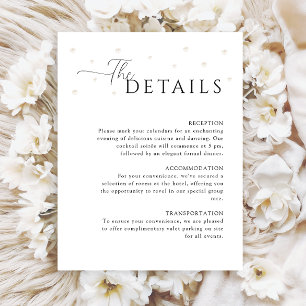 White Pearls Wedding Details Enclosure Card