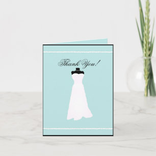 White Pearls Wedding Dress Thank You Card