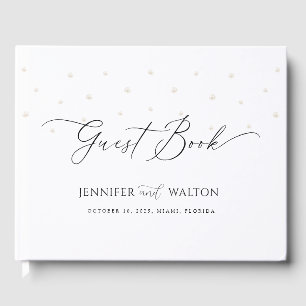 White Pearls Wedding  Guest Book