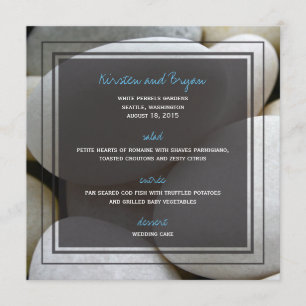 White Pebbles Photo Modern Wedding Menu Card