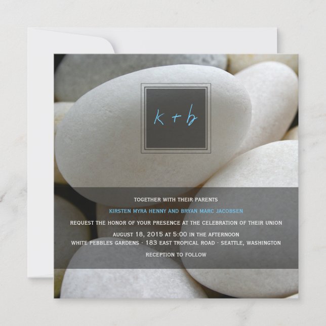 White Pebbles Rock Nature Invitation À Un Mariage (Devant)