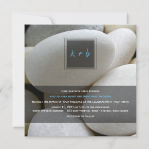 White Pebbles Rock Nature Photo Wedding Invite