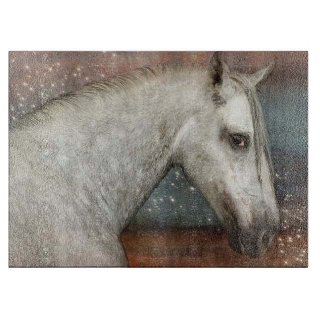 White Peeking Horse Cutting Board (Front)