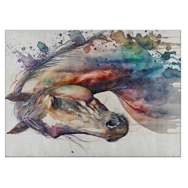 White Peeking Horse Cutting Board (Front)