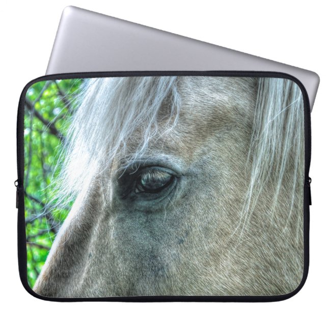 White Pegasus Horse's Eye Animal-lover Photo Laptop Sleeve (Front)