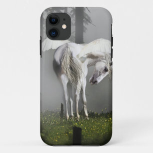 White Pegasus & Misty Forest Fantasy Art iPhone 11 Case