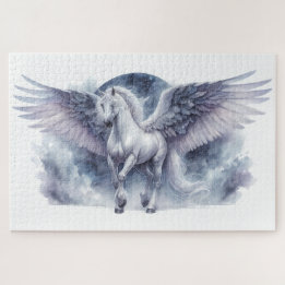 White Pegasus Moonlit Wings Celestial Dream Jigsaw Puzzle