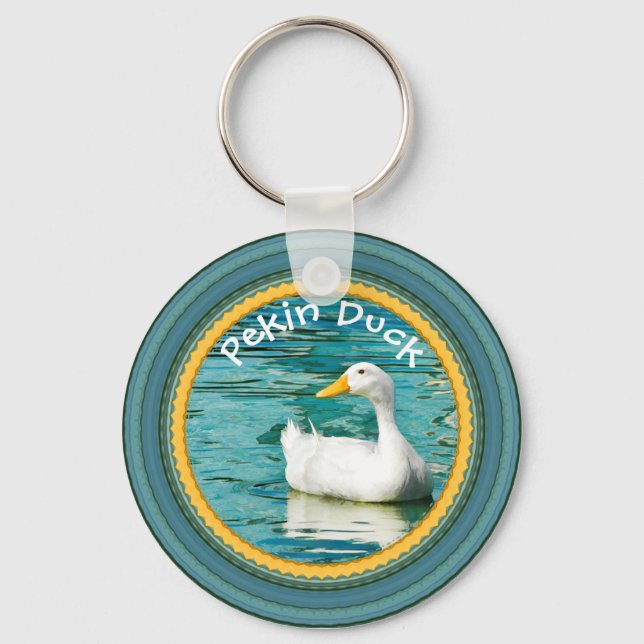 White Pekin Duck  - Nature Photography Urban Lake Keychain (Front)