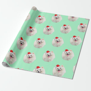 White Pekingese wearing a Santa Hat  Wrapping Paper
