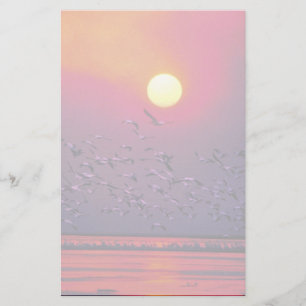 White Pelican in Haze Stationery