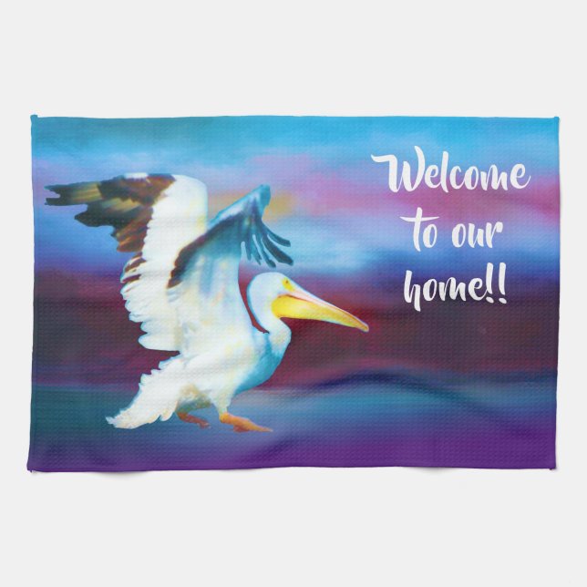white pelican kitchen towel (Horizontal)