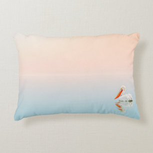 WHITE PELICAN ON BODY OF WATER ACCENT PILLOW