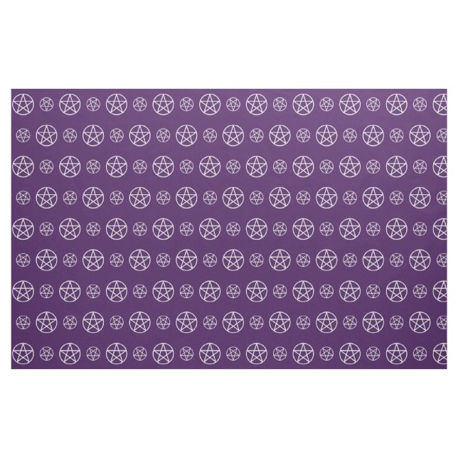 White Pentacles on Purple Cheeky Witch® Fabric (Fat Quarter)