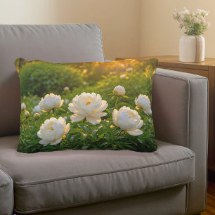 White Peonies Accent Pillow