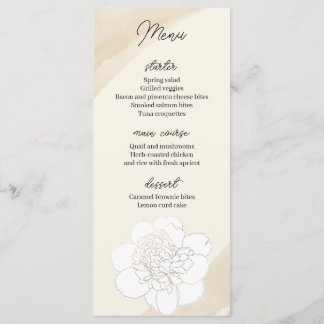 White Peonies Blossoms Menu Mariage