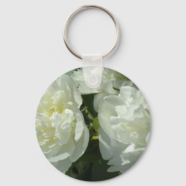 White Peonies Keychain (Front)